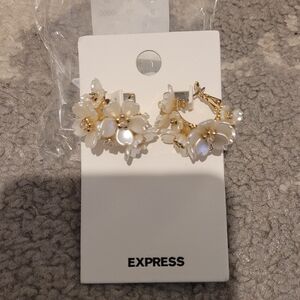 Express floral mother of pearl earrings gold Bridal Ivory